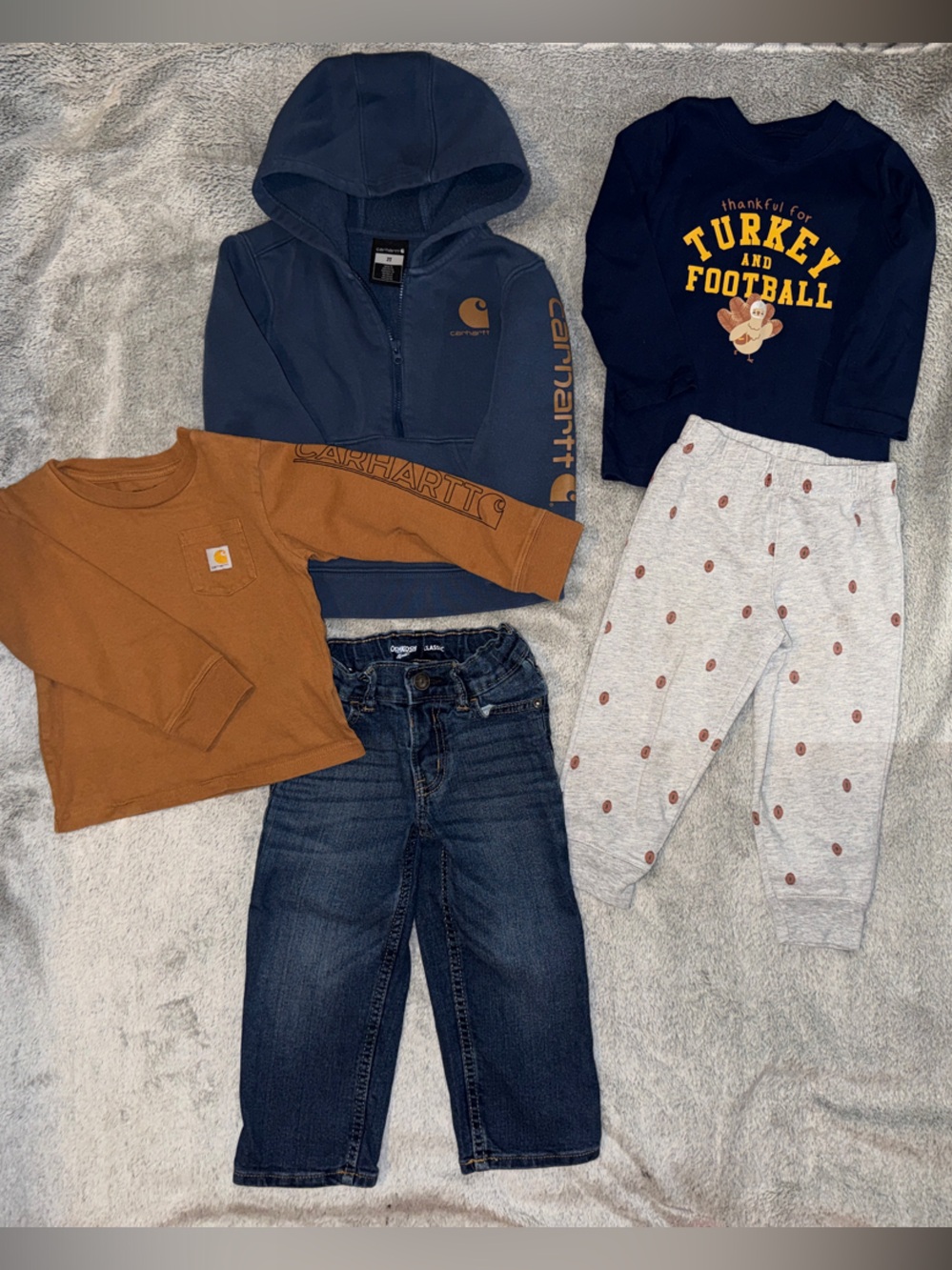 Carhartt Boys' 3 quarter zip Sweatshirt - Rust Brown tee